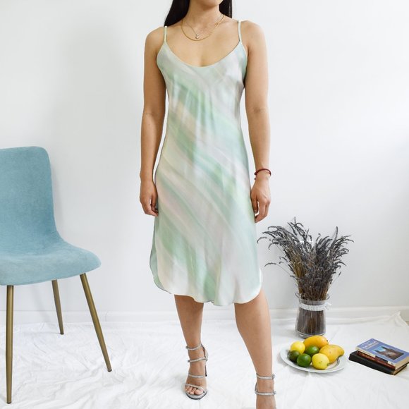 Pure Silk Watercolor Slip Midi Dress - Picture 4 of 4